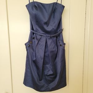 BCBG Sateen like Strapless Dress w/ Pockets